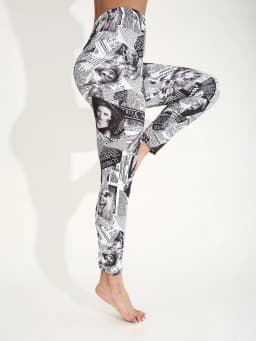 Autumn Winter 1PACK Women's Newspaper Portrait Pattern Sexy Tight Legging Casual Sports Elegant Fitness Yoga Pants
