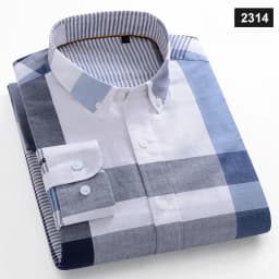Casual Long-sleeve Shirts for Men Slim Fit Plain Shirt 100%cotton Plaid Striped Tops Soft Designer Fashion Korean Trends Clothes
