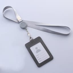 Retractable Lanyards ID Badge Holder Leather Bank Bus Pass Card Case Cover Men Women's Bank Credit Card Holder Strap Cardholder