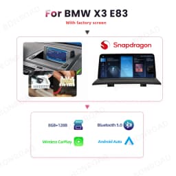 BONROAD 8+128GB Multimedia Automotive Display Touch Screen Car Radio Android Auto CarPlay For BMW X3 E83 Headunit GPS Navigation