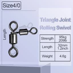 FishTrip 3 Way Swivels Triangle Joint Rolling Swivels Connector Three Way Swivel Catfish Fishing Accessories for Bottom Bouncing