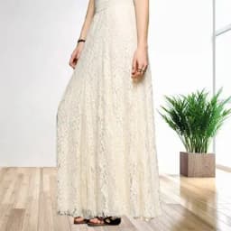 Hook-up Slim-fitting and Thin High-waisted Hollow-out Lace Skirt Long Versatile Elastic Waist Pleated Floor-mopping Skirt 2025