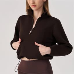 Women Half Zip Pullover Stand Collar Sweatshirt Autumn Winter Outdoor Sports Long Sleeve Top Tennis Fitness Yoga Jacket