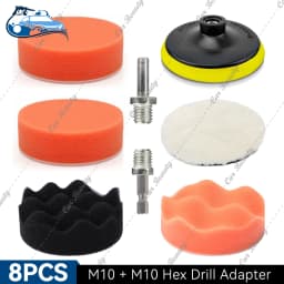 3 4 5 6 7 Inch Car Detailing Waxing Sponge Kit Sandpaper Disc Pad With M10 M14 Hex Drill Adapter for Auto Headlight Polishing