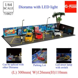 GFans 1/64 Scale Car Garage Miniatures Model Car Parking Lot Diecast Scene Display Vehicle Scene Toy Background Collection