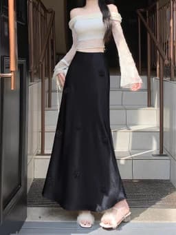 2025 Summer New: French Style 3D Flower High Waist Figure-Flattering Mermaid Tail Midi Skirt