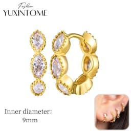 925 Sterling Silver Ear Needle Hoop Earrings Crystal Circle Small Huggie Earrings for Women Simple Females Girls Jewelry