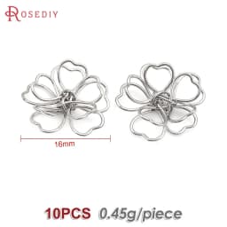 18K Gold Color 3D Wire Flower Charms Pendants High Quality Diy Jewelry Making Necklace Earrings Accessories for Women