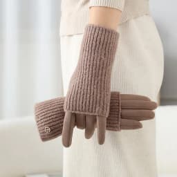 3 Ways to Wear Removable Suede Knitted Gloves Women Winter Keep Warm Touch Screen Fashion Elegant Elasticity Soft Thickened