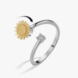 SMJEL Flower Shiny Rhinestone Rotatable Fidget Spinner Ring for Women Anti Anxiety Butterfly Animal Design Anti Stress Accessory