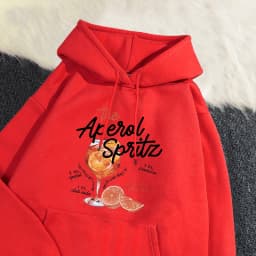 Winter Womans Hoodie The Aperol Spritz Retro Cocktail Printing Sweatshirt Loose Pocket Warm Fleece Pullover Kawaii Sportswear