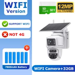 SHIWOJIA 6K 12MP 15X ZOOM Solar Camera 4G SIM /WIFI Three Lens Recording Dual Screen Human Auto Tracking Color Night Vision UBox