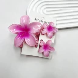 1 Large 2 Small Set Sweet Flower Shape Colorful Gradient Hair Claws Women Ponytail Cilp Clamp Hairpins for Girl Beach Headwear