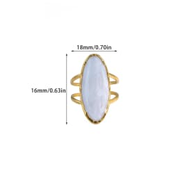 Irregular White Stone Rings for Women Gold Color Stainless Steel Oval Adjustable Ring Aesthetic Party Trendy Jewelry Gift