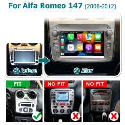 8GB 128GB 7'' Wireless Carplay Android 14 Auto Stereo Car Radio GPS For Alfa Romeo 147 2008-2012 Bluetooth 2 din autoradio Multimedia player Screen WIFI 4G LTE