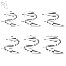 ZS 1 PC 16G Stainless Steel Twisted Nose Ring For Men Women Cone Spike Spiral Helix Cartilage Rings Lip Eyebrow Piercing Jewelry