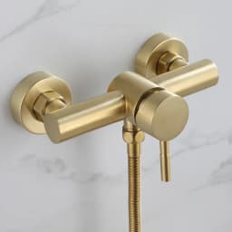 Bathroom Shower Faucet Set Brushed Gold 304 Stainless Steel Wall Mounted Shower Handheld Cold And Hot Water Mixer Taps
