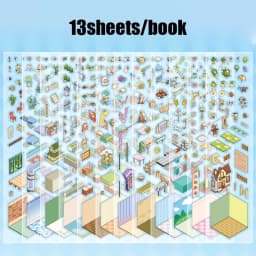 Mr. Paper 13pcs Palm PET 2.0 Sticker Book, Mini Diorama Journal Supplies, 3D Scene Collage, Portable Creative Stationery Sticker