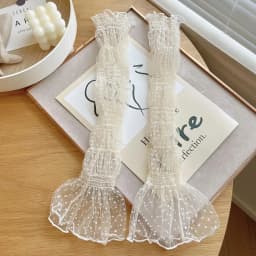 Summer Sunscreen Sleeves Shade for Women Polka Dot Lace UV Thin Breathable Oversleeves Cycling Driving Fingerless Sleeves