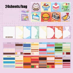 2Style 24pcs/bag Pixel Story Bead Scenery Sticker Book Handbook Material Stickers DIY Photo Frame Scrapbook Notebook Cup Laptop