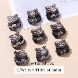 1 Pc Natural Stone Gold Silver Obsidian Carved Bead Cat Paw Pixiu Animals Cute Bead With Hole For Jewelry Making Diy Necklace