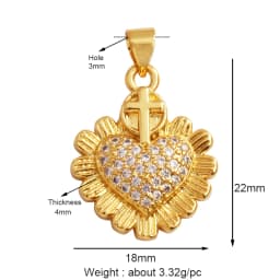 New in Sacred Red Heart Charm Victorian Love Zircon Charm Pendant,Fashion Wing 18K Gold Plated for Jewelry Making Supplies P04