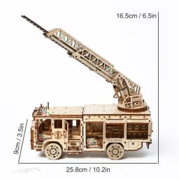 Ury 3D Wooden Puzzle City Series Car Fire Ladder Truck Movable Retro Vehicle Assembly Model DIY Decoration Gift