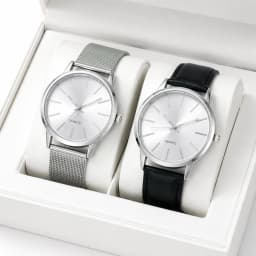 2Pcs Lovers Watch Set Classic Minimal Mesh & Leather Strap Analog Quartz Wristwatch Men Women Fashion Couple Matching Timepieces