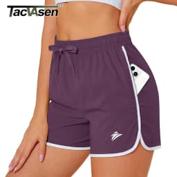 TACVASEN Womens Athletic Running Shorts with 2 Side Pockets Quick Dry Stretchy Workout Gym Shorts Elastic Waistband Activewear