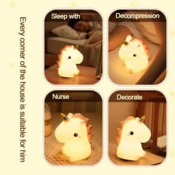 GGbingo Unicorn Silicone USB LED Night Light Cute Baby Bedroom Nursery Decor for Home Bathroom Easter Christmas Birthday Dorm