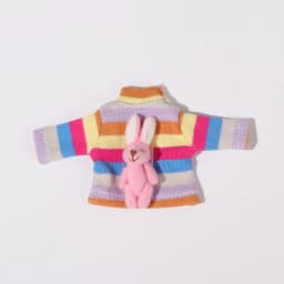 OB11 1/12 BJD GSC Rainbow Striped Doll Sweater With 3D Bear Rabbit Doll Pendant Doll Knit Top Doll Clothes Accessories Gift