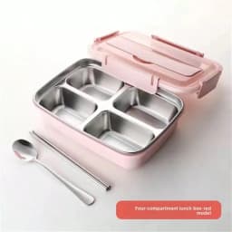 1pc Stainless Steel Lunch Box, Comes With Stainless Steel Cutlery, 1pc Durable 304 Stainless Steel Leak-Proof Bento Box With 3 Compartments, Easy To Clean, Suitable For School And Work,Travel And Outdoor Use, Office Worker Lunch Box,
