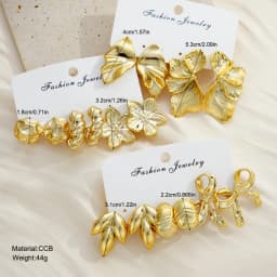 8 Pairs Gold Color Exaggerated Earrings Set For Women Fashion Bow Flower Leaf Stud Hoop Earrings Party Daily Wear Jewelry Gifts