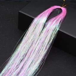93/120cm Sparkle Synthetic Hair Extensions Tinsel Rainbow Colored Strands Girls Headwear Hairbinge Hair Laser False Decor