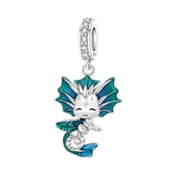 Blue Charm 925 Sterling Silver Ocean Pearls Betta Fish Pendant Birthday Party Gift for Women Bracelet Necklace DIY Beads Jewelry