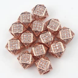 3pcs Micro Pave Zirconia Beads Round Geometry Metal Cubic Zircon Beads for DIY Bracelet Necklace Design Jewelry Crafts Making