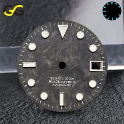 28.5mm Carbon Fiber Texture Watch Dial BGW9 C3 Hands Luminous Date Window Dial For NH34 NH35 2824 Movement Watch Accessories