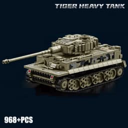 Military MOC Tiger Heavy Tank Army Main Battle Tank Soldiers Figures Building Blocks Bricks Set Toys For Boys Men Gifts