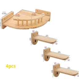 Wall Mounted Cat Climbing Shelves Cat House Cat Bridge Cat Hammock with Scratching Post and Pedals or Stairway for Kittens