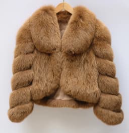 Women's Luxury Natural Fox Fur Jacket Long Turn-Down Collar Real Fox Fur Jacket Turn-down Collar Luxury