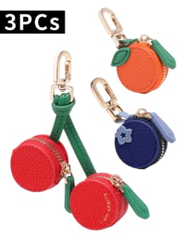Fashion Personality Red Cherry Shape Fruit Pendant Coin Purse Mini Cute Keychain PU Leather Bag Pendant Small Bag Gift for Girls