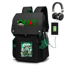 One Piece Zoro Print School Backpack Large Capacity Casual Daypack Travel Bag for Kids Teens