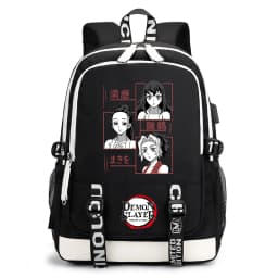 Demon Slayer Anime Print Student Backpack USB Charging Port Lightweight School Bag for Boys Girls
