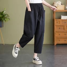 plus Size Cotton Harem Pants Women Summer Loose Slimming Nine Points Pure Color Casual Trousers Harajuku Sle Low Waist