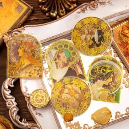 10 pcs/lot Mucha theme Stickers Diy Decorative Scrapbooking Diary Stick Labels Album hand made Collage material