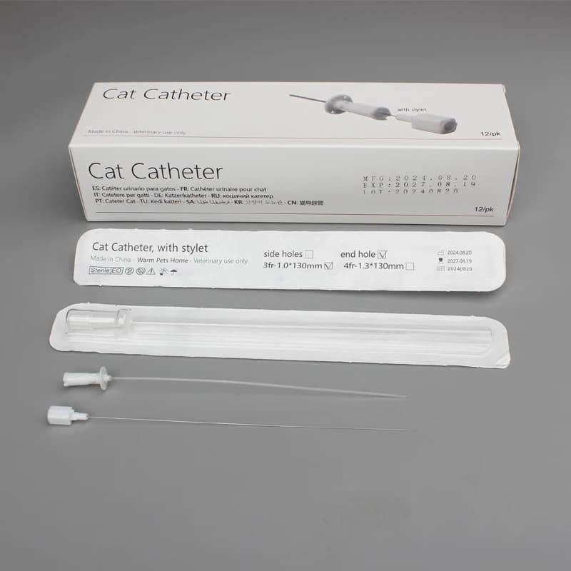 12pcs/60pcs/120pcs Cat Catheter with Stylet 3Fr End Hole 4Fr Side Holes Veterinary Urinary Cat Catheters
