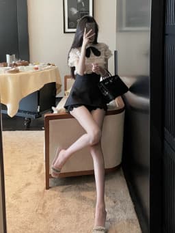 Black High Waist A-Line Skirt Women's Spring Summer New Style Leg Lengthening Gored Skirt Korean Style Polyester Fiber