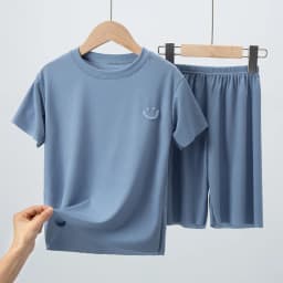 2/4 Pieces Children's Summer Thin Short-sleeved Shorts Ice Silk Suit Boys and Girls Casual Joker Home Clothes 2-piece Suit.