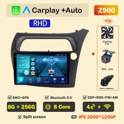 Car Radio Screen For Honda Civic Hatchback 2006-2011 Carplay Android Auto Player Multimedia 4G WIFI GPS Navigation 2Din Stereo