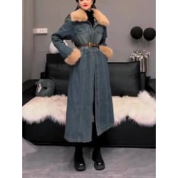 Women's Lamb's Wool Patchwork Cowboys Cotton Coat Jacket Winter New Long Overcoat Coat Comfort  Fashion Winter Coat Women